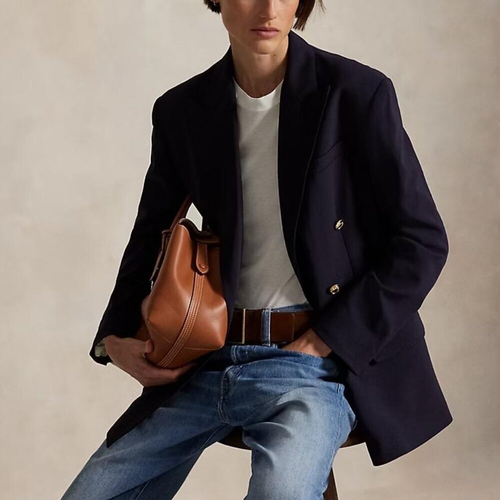 Theory Wool Double Breasted Blazer Jacket Coat Preppy Academia Old Money Luxury - Picture 1 of 11